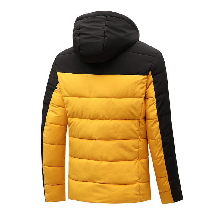 Herren gesteppte Winterjacke mit modischem Farbkontrast und Kapuze Echoarchiv