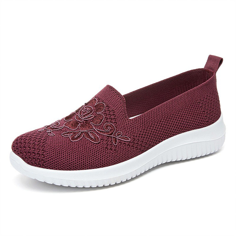 Damen nan eleganter Strick-Slipper mit floraler Stickapplikation, elastischem Einstieg und federleichter EVA-Laufsohle Echo Archiv