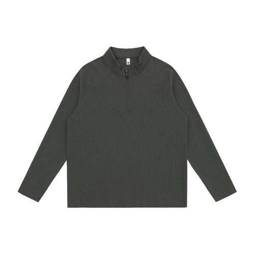 Unisex Waffelstrick-Halbzip-Pullover mit Troyerkragen und Raglanärmeln Echoarchiv