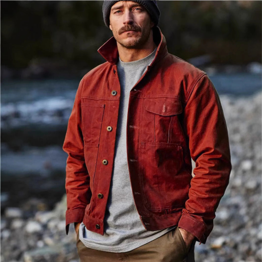 Herren leichte Utility-Jacke mit praktischen Taschen und stylischem Stehkragen Echoarchiv
