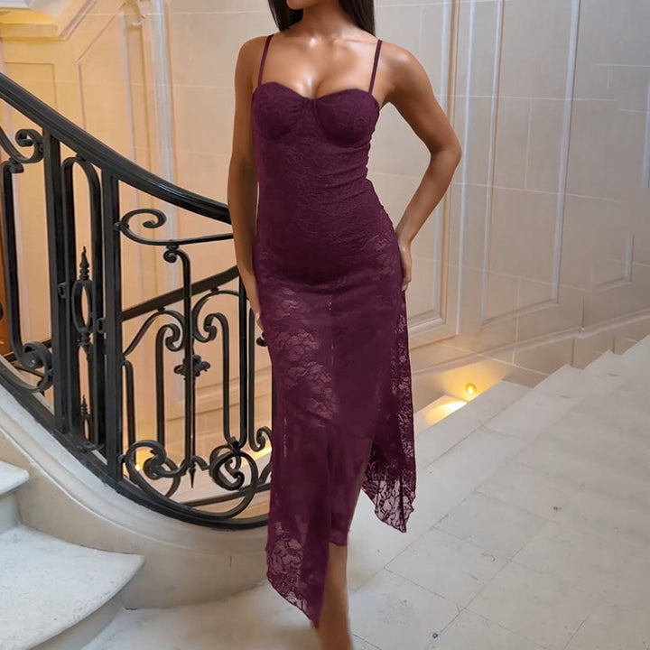 Damen Spitzen-Maxikleid mit aufregendem asymmetrischen Saum Echo Archiv