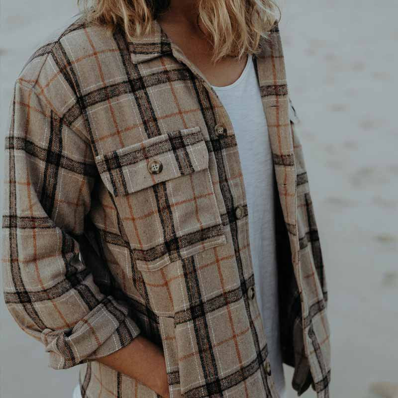 Herren Overshirt aus gebürstetem Flanell mit Karomuster und Pattentaschen – Taviero