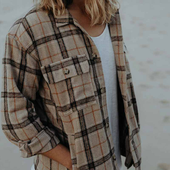 Herren Overshirt aus gebürstetem Flanell mit Karomuster und Pattentaschen – Taviero