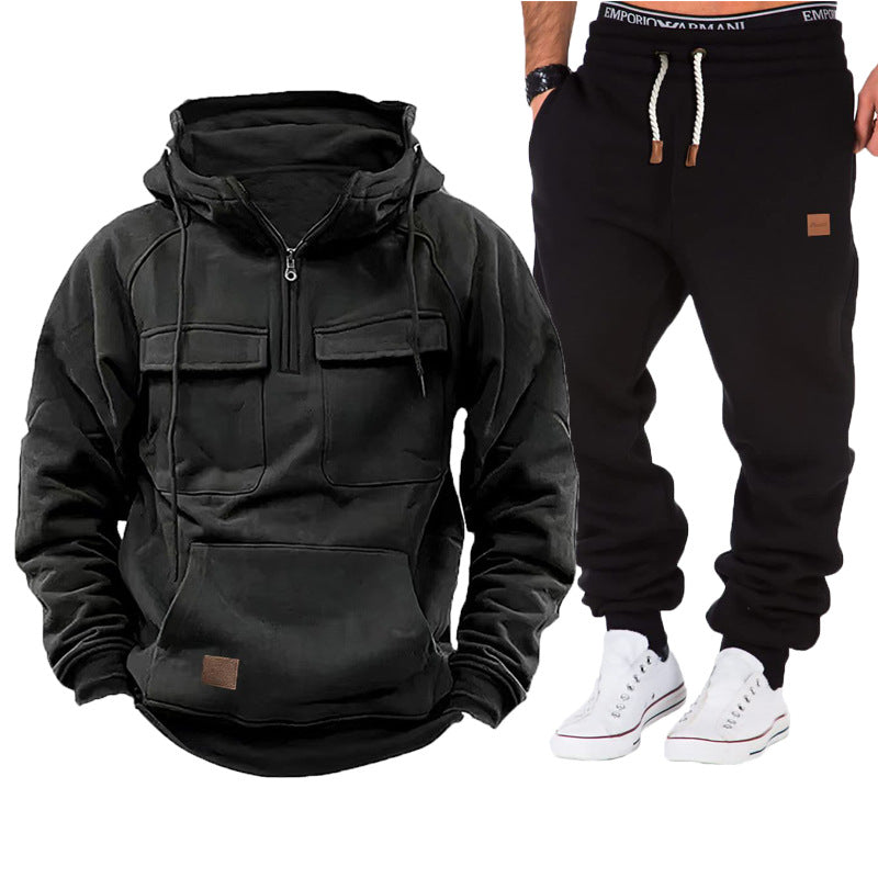Herren funktionale Kapuzenjacke mit durchgehendem Reißverschluss und praktischen Taschen Echoarchiv