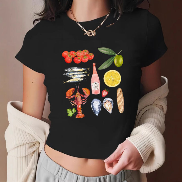 Damen Crop-T-Shirt mit sportlichem Los Angeles Design Echo Archiv