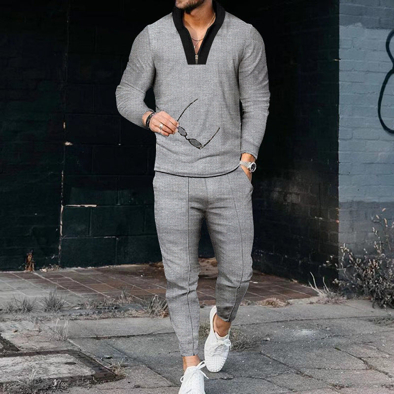 Herren Elegantes Freizeit-Set mit strukturiertem Oberteil und passender Hose Echoarchiv