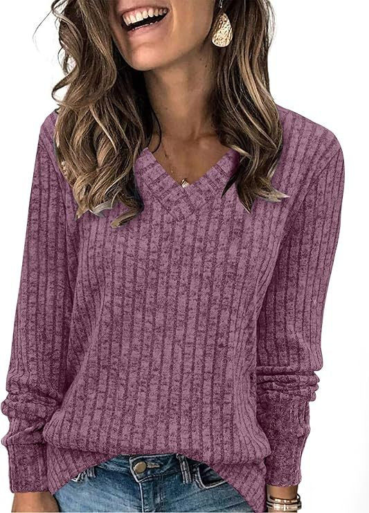 Damen Gerippter V‑Ausschnitt Feinstrickpullover mit lässiger Oversize-Passform Echo Archiv