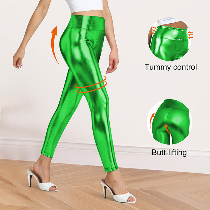Damen Glänzende Sculpting-Leggings mit hohem Bund und Bauchkontrolle – Avélisse