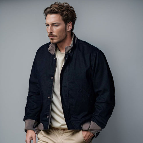 Herren lässige und bequeme Sportjacke mit hohem Kragen und praktischen Taschen Echoarchiv