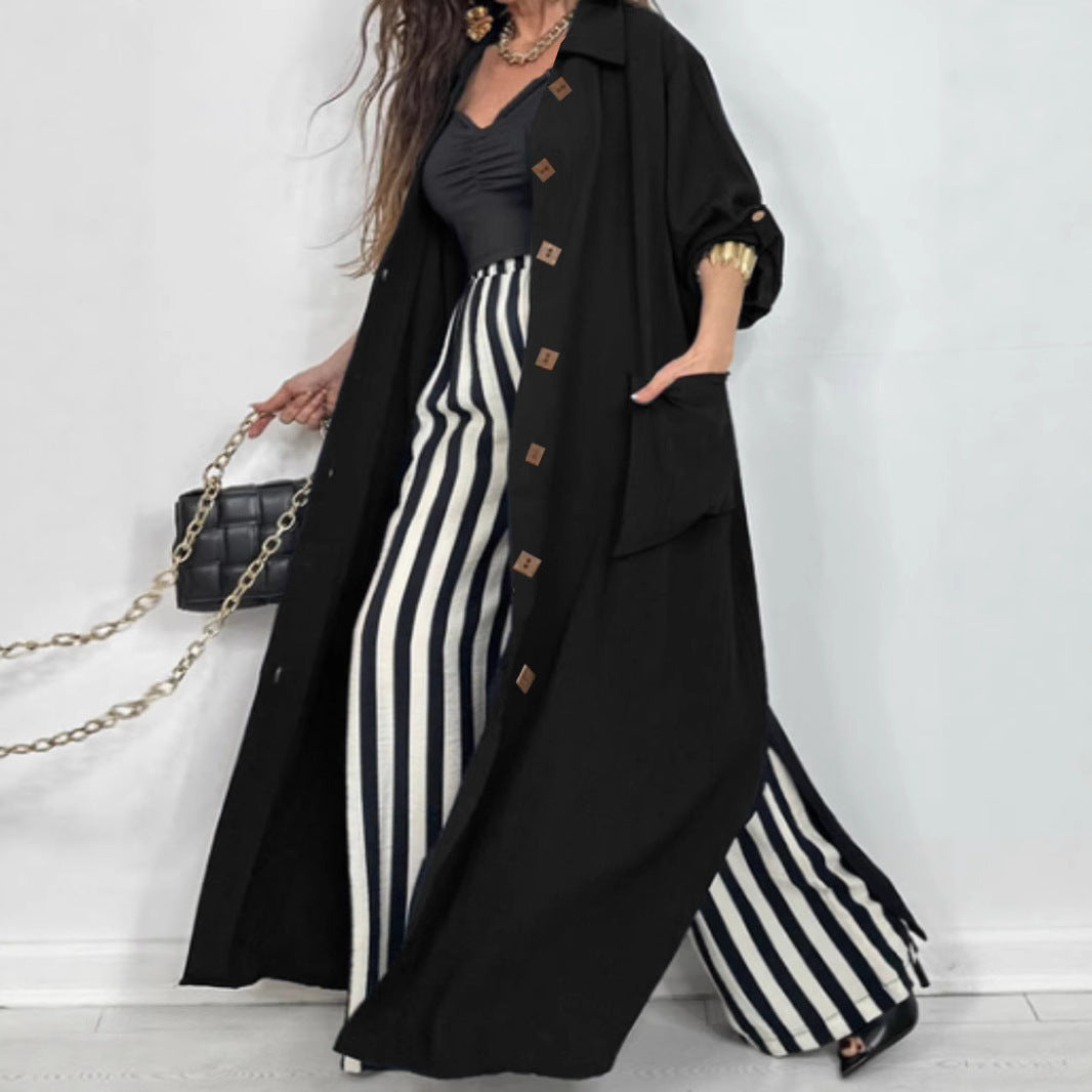 Damen Longline-Mantel mit Hemdkragen und Oversize-Silhouette Echoarchiv