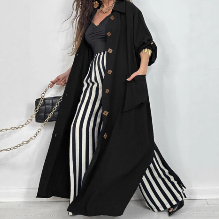 Damen Longline-Mantel mit Hemdkragen und Oversize-Silhouette Echoarchiv