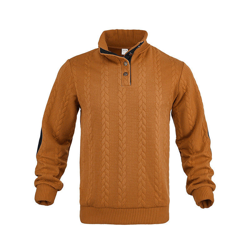 Herren Strickpullover mit strukturiertem Kabelmuster und kurzen Knopfdetails Echoarchiv