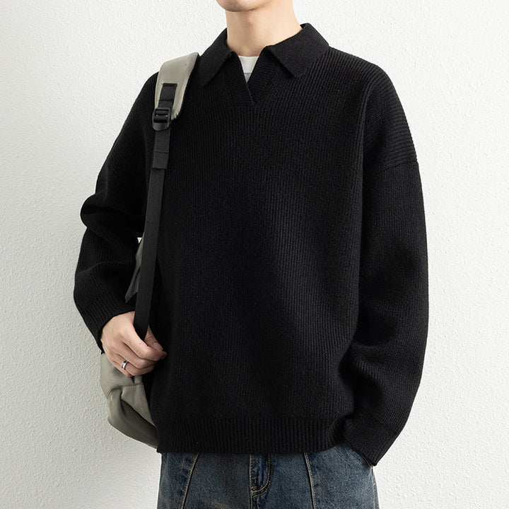 Herren lässiger Strickpullover mit modernem V-Ausschnitt und sportlichem Design Echoarchiv