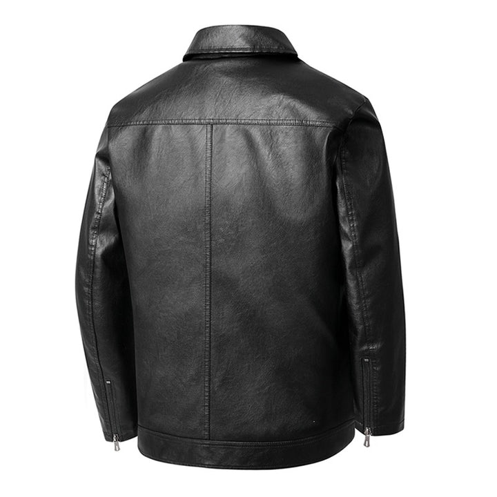 Herren Kunstleder-Übergangsjacke mit Hemdkragen, verdecktem Reißverschluss & Eingrifftaschen Echoarchiv