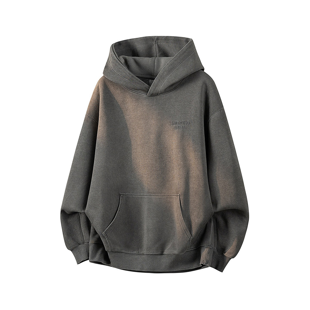 Unisex Oversize Kapuzenpullover mit handschriftlichem Grafik-Print, Kängurutasche & geripptem Saum Echoarchiv