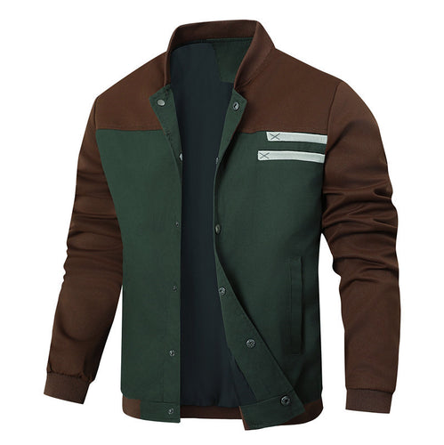 Herren sportlich-elegante Collegejacke mit Druckknopfleiste und kontrastierenden Einsätzen Echoarchiv