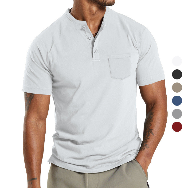 Herren Kurzarm Henley-Shirt mit praktischem Knopfdetail Echoarchiv