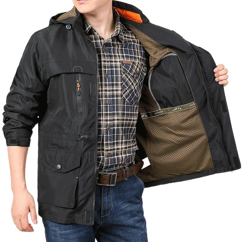 Herren nan leichte winddichte Fieldjacke mit atmungsaktivem Meshinnenfutter, zahlreichen Reißverschluss- und Klappentaschen sowie verstellbaren Ärmelmanschetten Echo Archiv