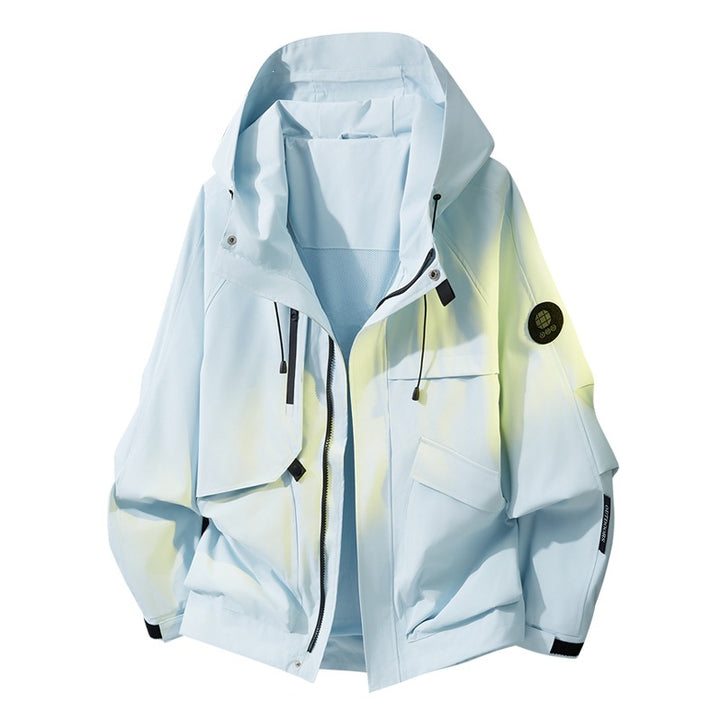 Herren Oversize Utility-Kapuzenjacke mit Multifunktions-Taschen, Zwei-Wege-Reißverschluss & verstellbarem Saum Echoarchiv