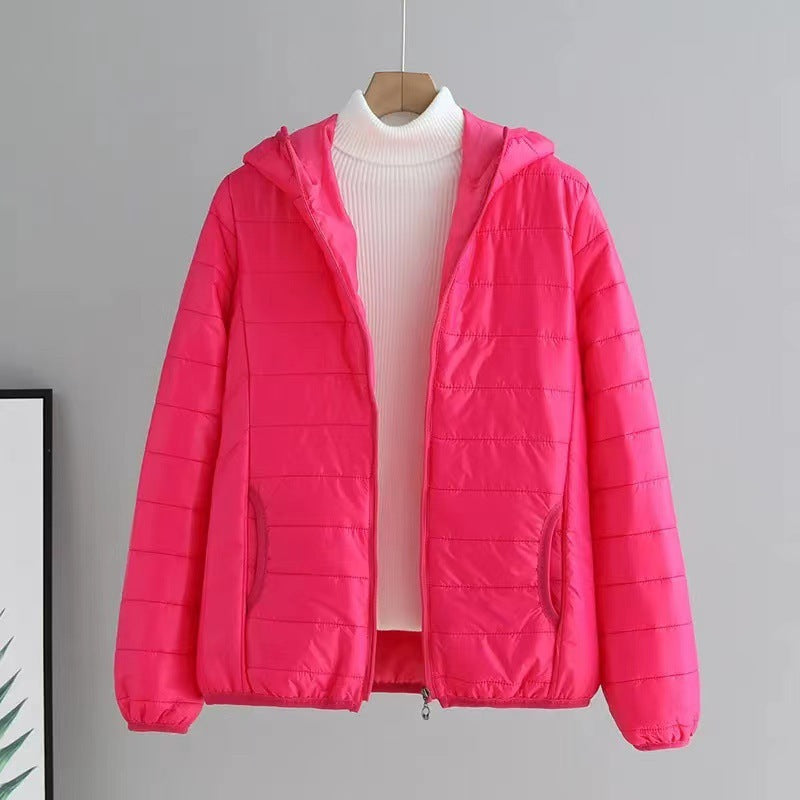 Damen gesteppte Übergangsjacke mit praktischen Taschen und Kapuze Echoarchiv