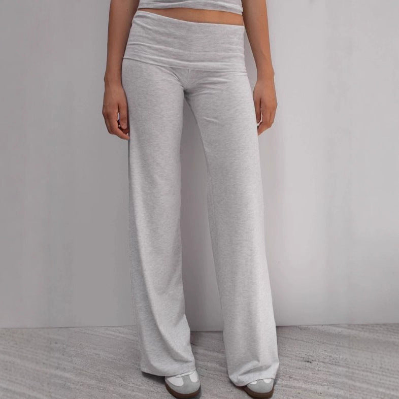 Damen Weite Palazzo-Yoga-Hose mit hohem Umschlagbund Echo Archiv