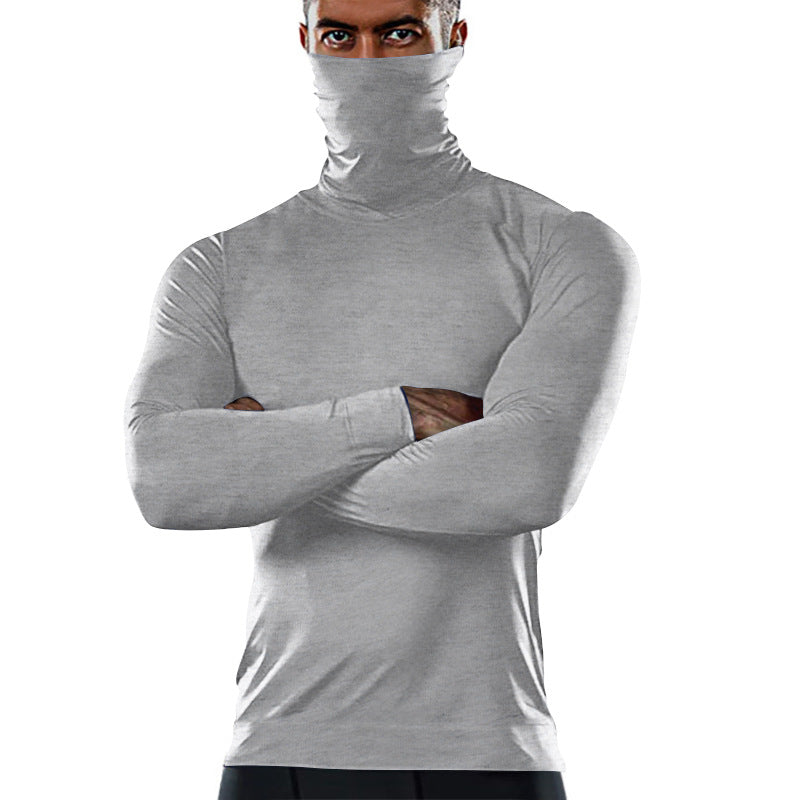 Herren funktionales Langarmshirt mit hohem Kragen und feuchtigkeitsregulierendem Material Echoarchiv