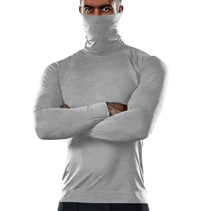 Herren funktionales Langarmshirt mit hohem Kragen und feuchtigkeitsregulierendem Material Echoarchiv