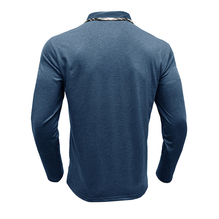 Herren Langarm-Henley-Shirt mit kontrastierendem Kragen und modischer Brusttasche Echoarchiv
