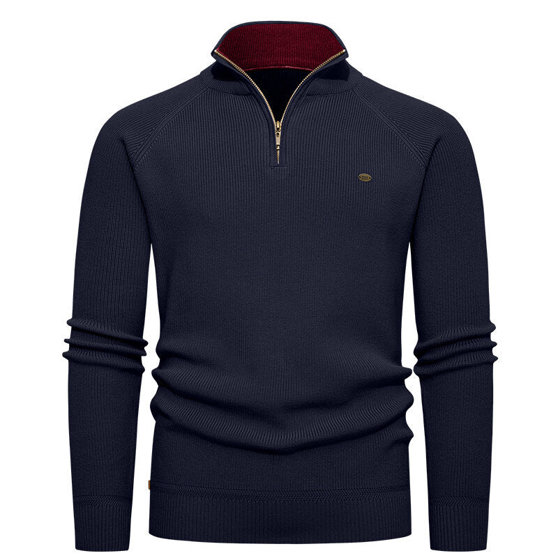 Herren Strickpullover mit Stehkragen und Reißverschluss Echoarchiv