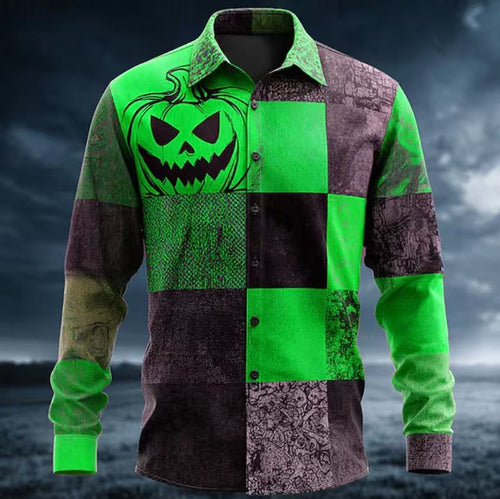 Herren Kurzarmhemd mit einzigartigem Halloween-Motiv Echoarchiv