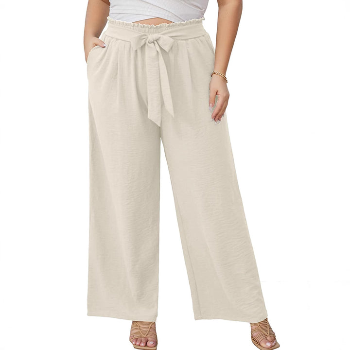 Damen Paperbag-Hose mit weitem Bein, Gummizug, Bindegürtel und Eingrifftaschen Echo Archiv
