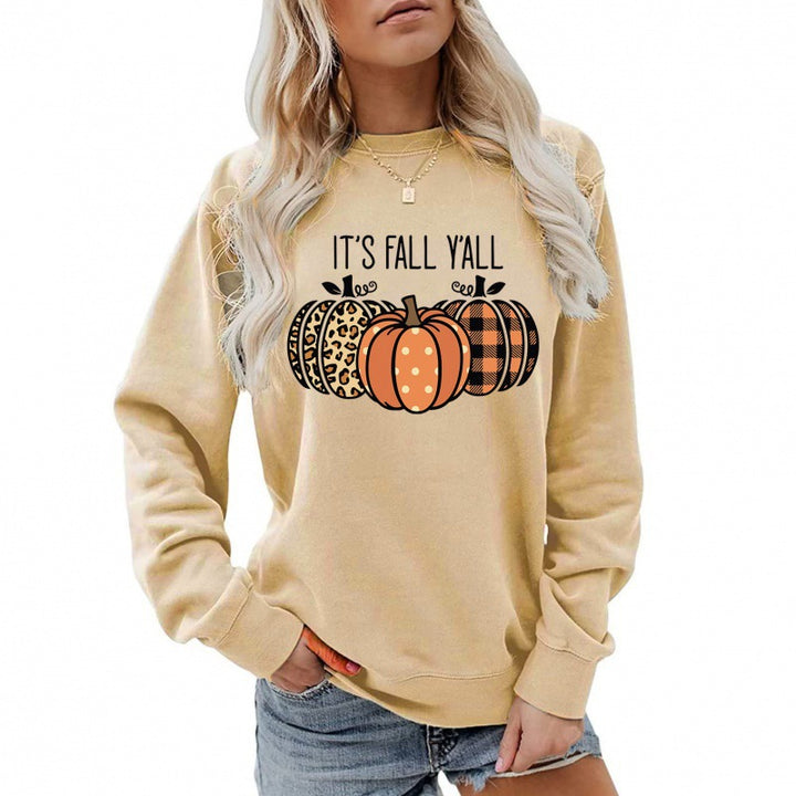 Damen nan lässiges Herbst Sweatshirt mit Kürbismotiv und Rundhalsausschnitt Echo Archiv