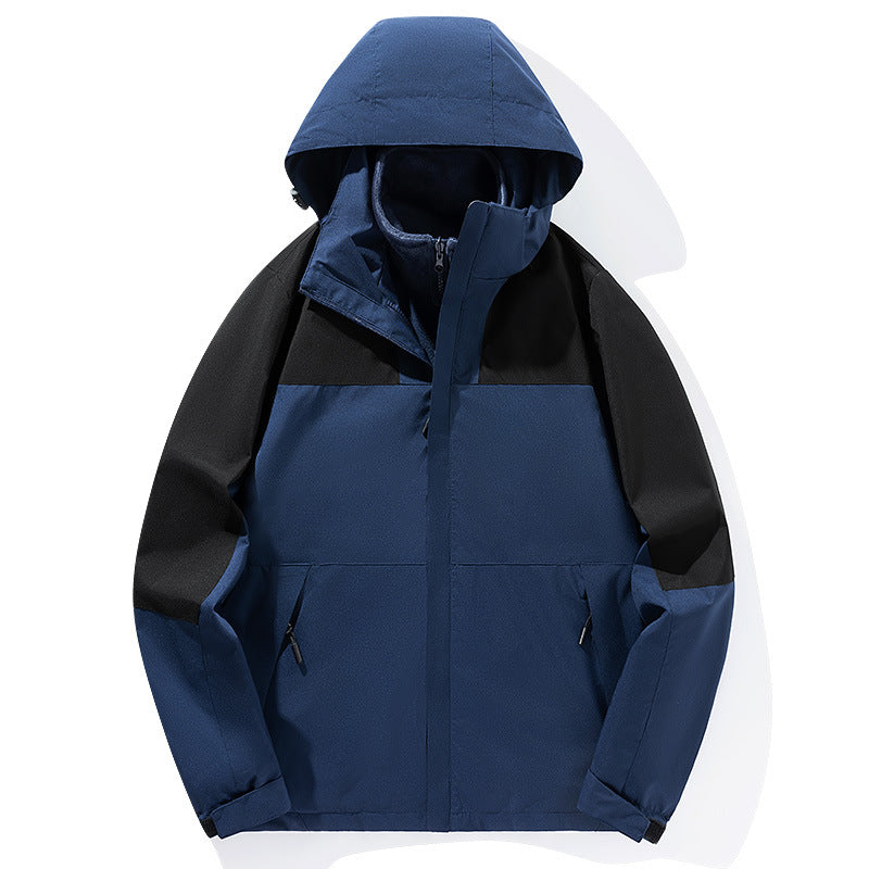Herren Zwei-Lagen Softshell Trekkingjacke mit fester integrierter Kapuze und fleecegefüttertem Kragen – Taviero