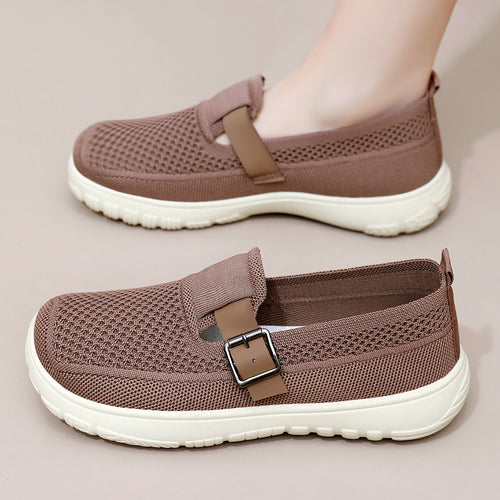 Damen nan atmungsaktiver Strick-Slip-On mit verstellbarer Metallschnalle und federnder Leicht-EVA-Sohle Echo Archiv