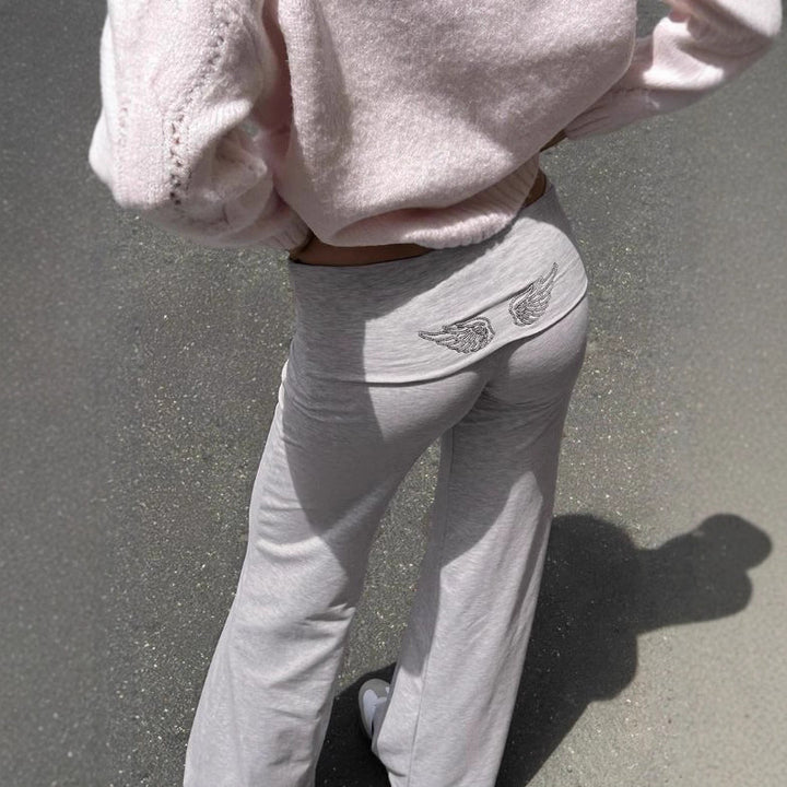 Damen Weite Palazzo-Yoga-Hose mit hohem Umschlagbund Echo Archiv