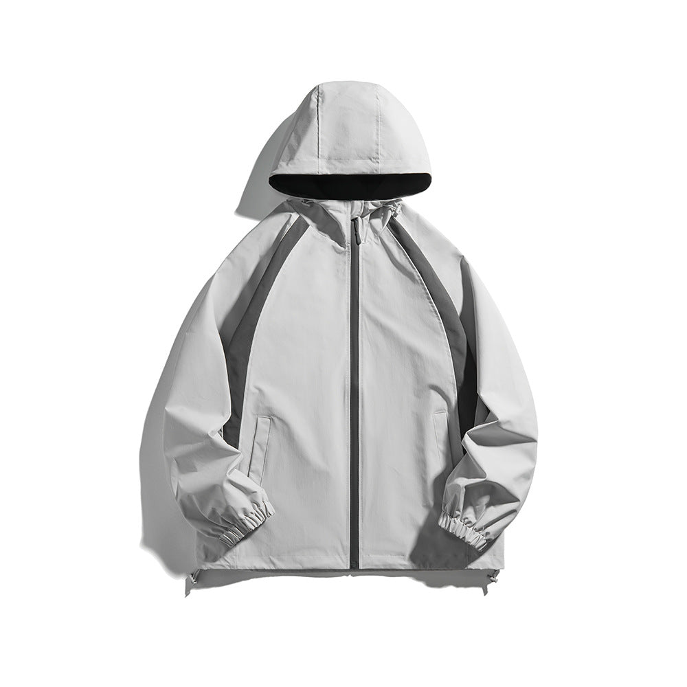 Herren Kapuzen-Windjacke im sportiven Colorblock-Design mit verstellbarem Saum Echoarchiv