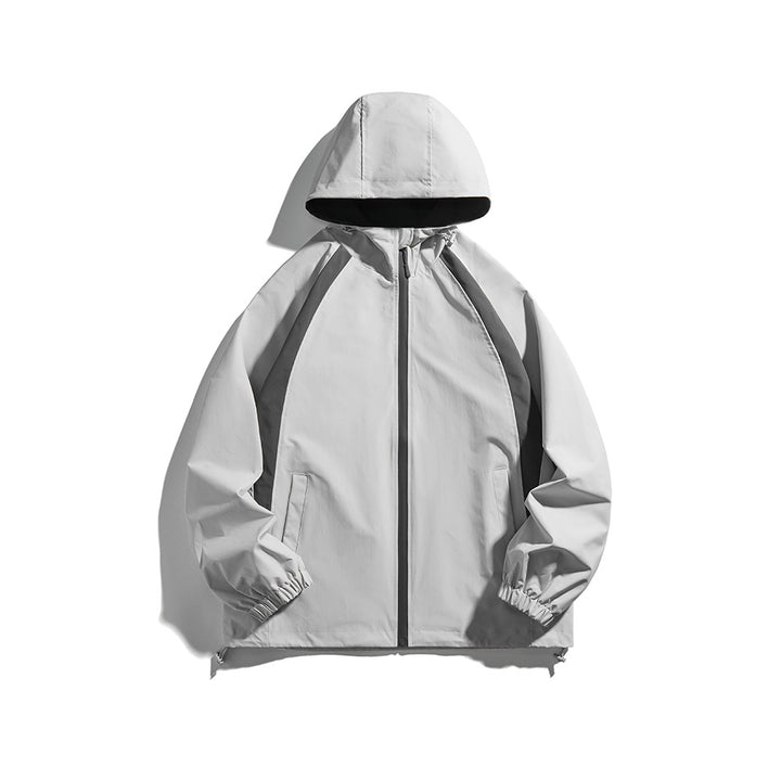 Herren Kapuzen-Windjacke im sportiven Colorblock-Design mit verstellbarem Saum Echoarchiv