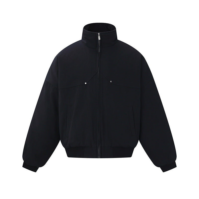 Unisex Boxy-wattierte Kurzjacke mit hochgeschlossenem Stehkragen und minimalistischer Nahtführung Echoarchiv