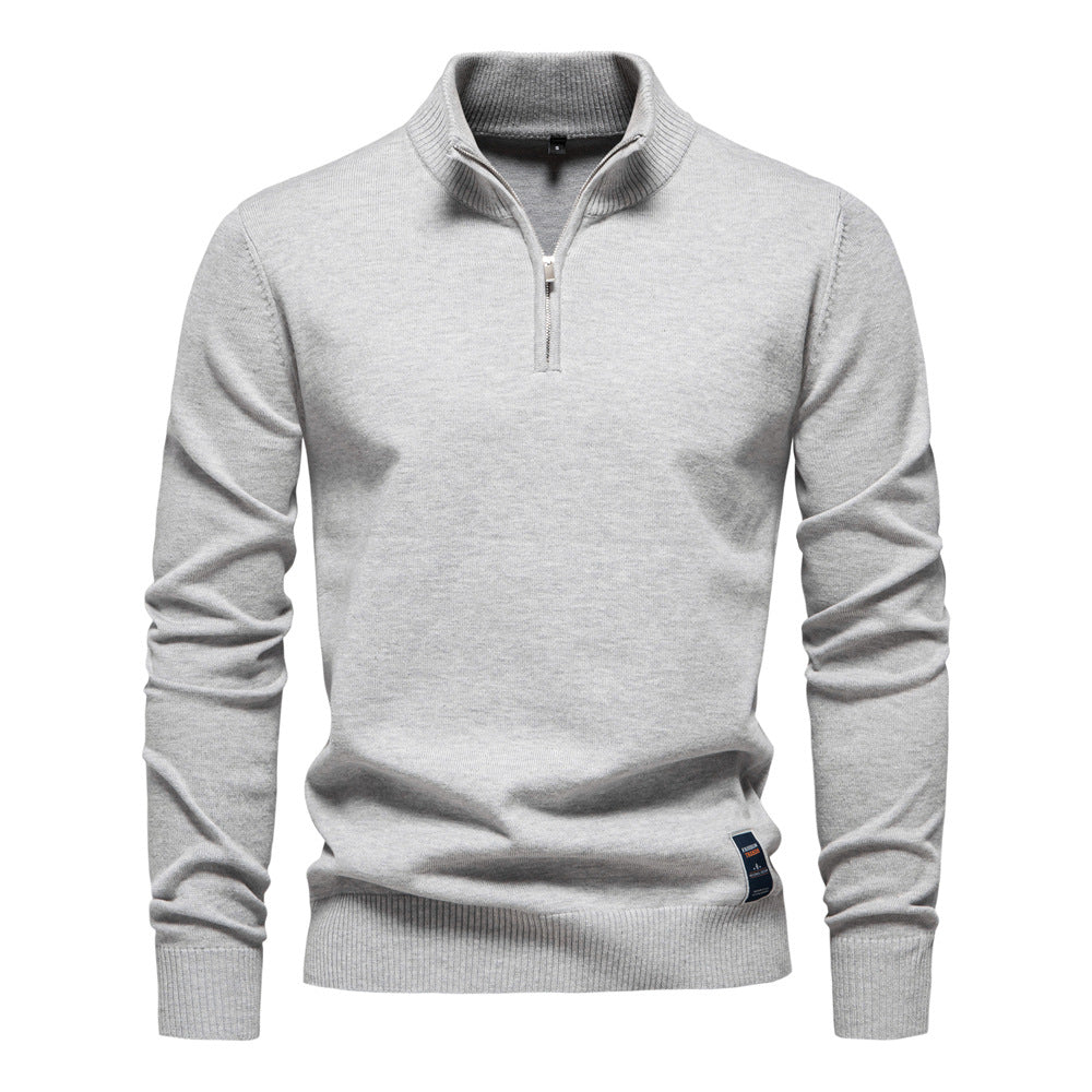 Herren Pullover mit kurzem Reißverschluss und modischem Stehkragen Echoarchiv