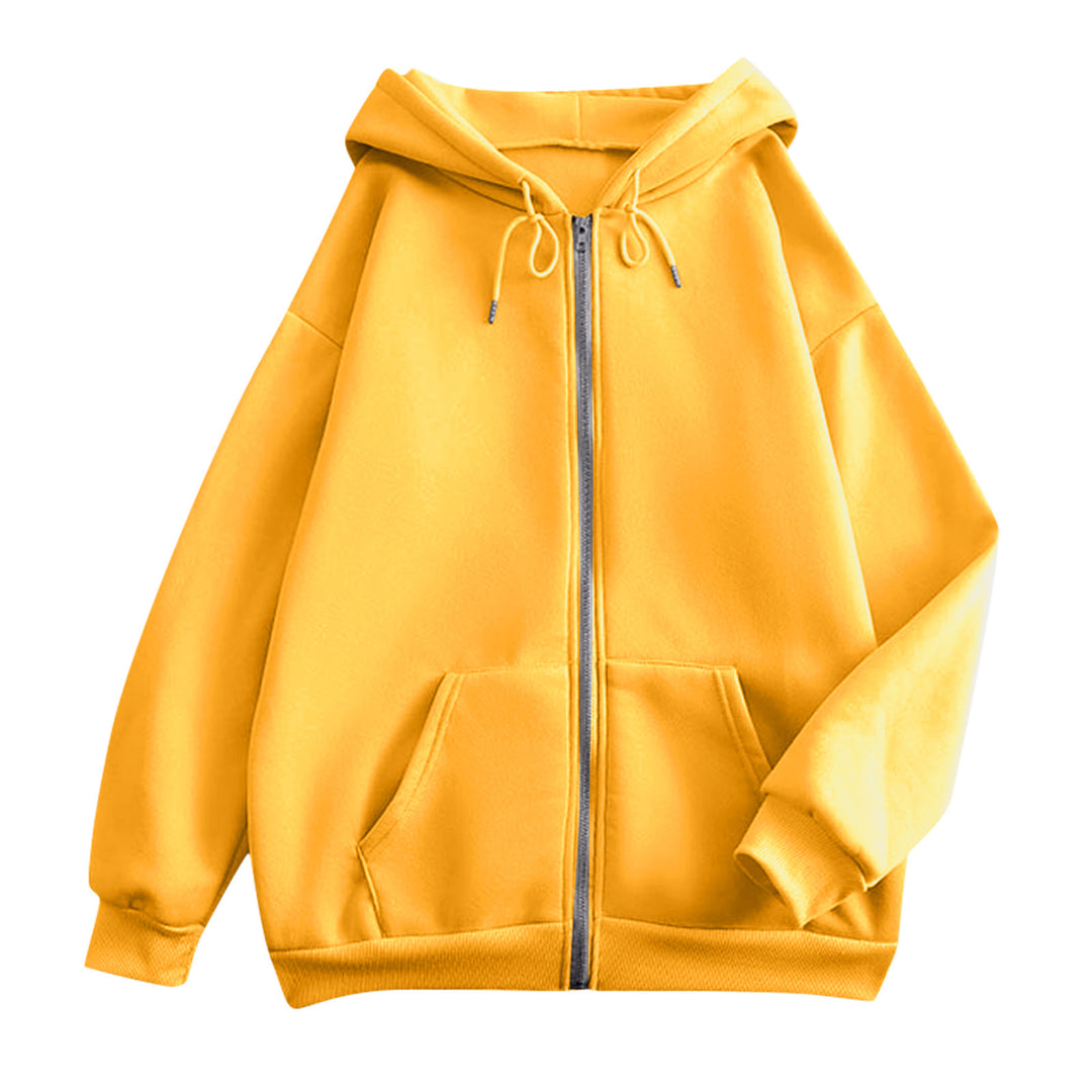 Damen extrabreite Zip-Kapuzenjacke mit weichem Fleecefutter, Kängurutaschen und gerippten Bündchen – Célinea
