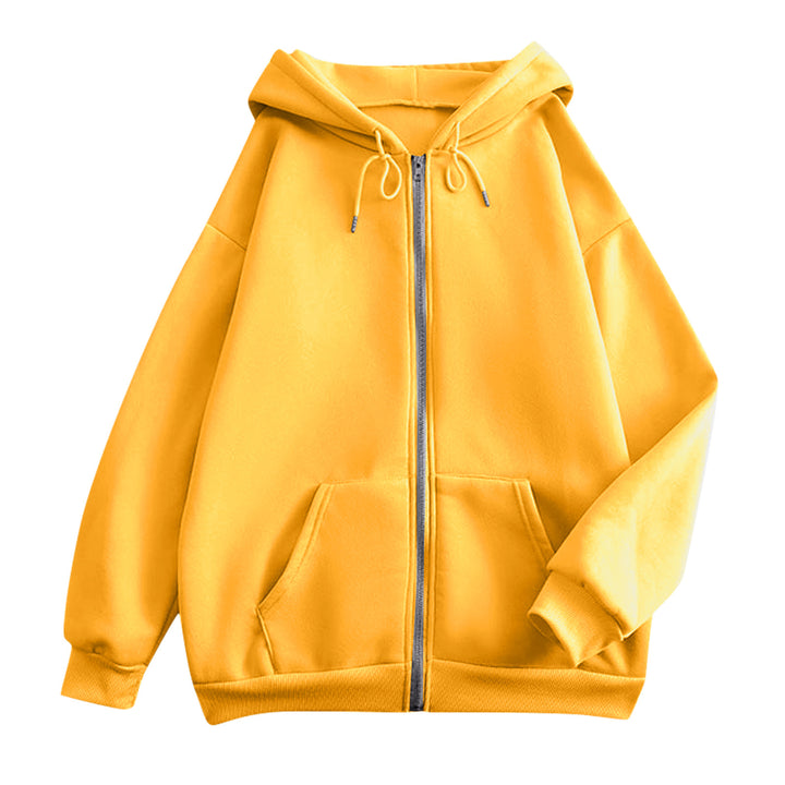 Damen extrabreite Zip-Kapuzenjacke mit weichem Fleecefutter, Kängurutaschen und gerippten Bündchen – Célinea