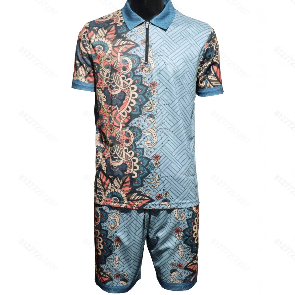 Herren Freizeit-Set mit modernem Druckdesign und praktischen Taschen Echoarchiv