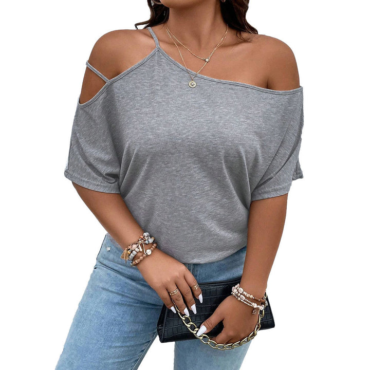 Damen lässiges Off-Shoulder T-Shirt mit modischen Trägerdetails Echo Archiv