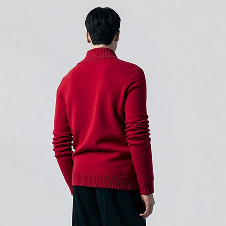 Herren eleganter Pullover mit modernem V-Ausschnitt und feinen Rippdetails Echoarchiv