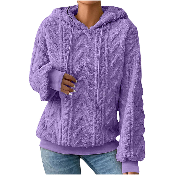 Damen nan kuscheliger Kapuzenpullover mit Zopfmuster Eingrifftaschen und Rippbündchen Echo Archiv