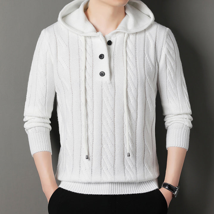 Herren Kapuzenpullover mit strukturierter Strickoptik Echoarchiv