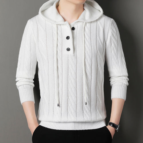 Herren Kapuzenpullover mit strukturierter Strickoptik Echoarchiv