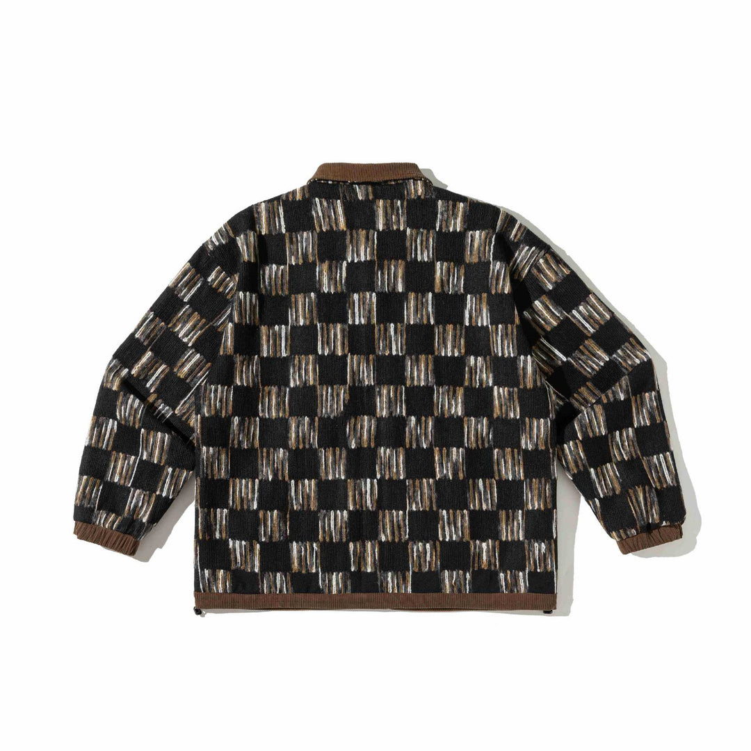 Herren Gemusterte Wollmix Overshirtjacke mit Cordkragen und Pattentaschen Echoarchiv
