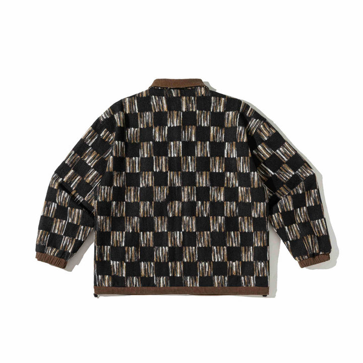 Herren Gemusterte Wollmix Overshirtjacke mit Cordkragen und Pattentaschen Echoarchiv