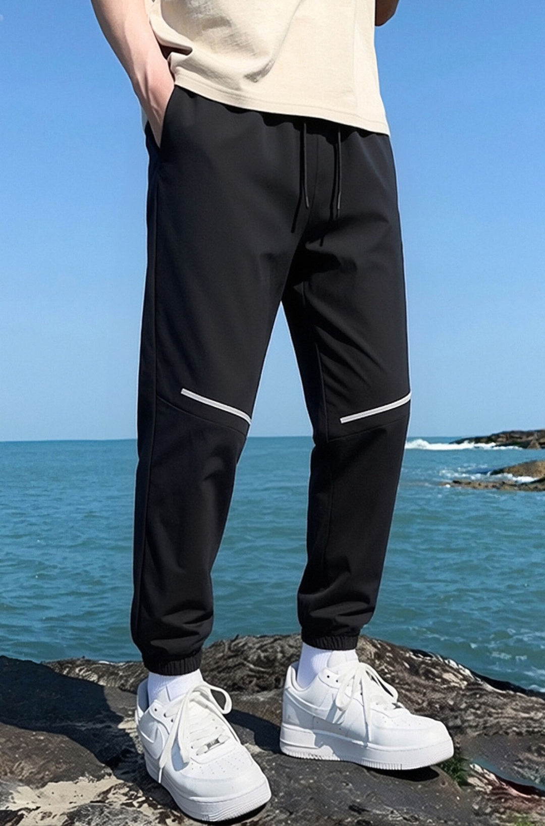 Herren Sportliche Jogginghose mit seitlichem Reißverschluss Echo Archiv